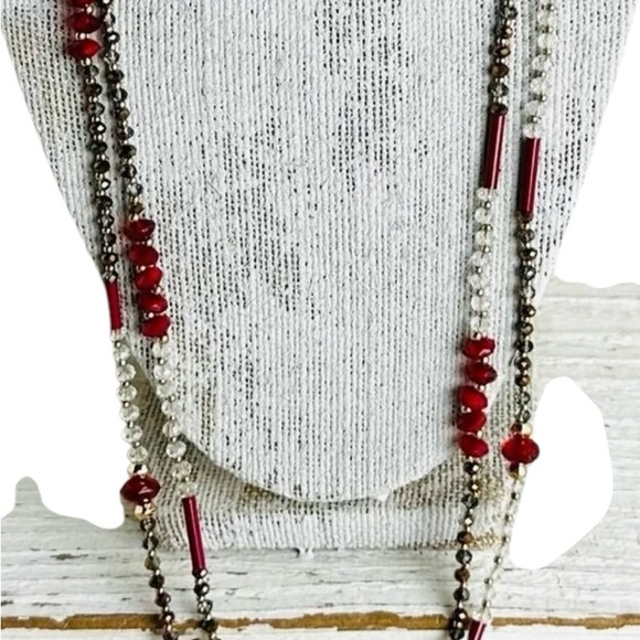 Loft, by Ann Taylor Long red Beaded Necklace - Picture 3 of 5